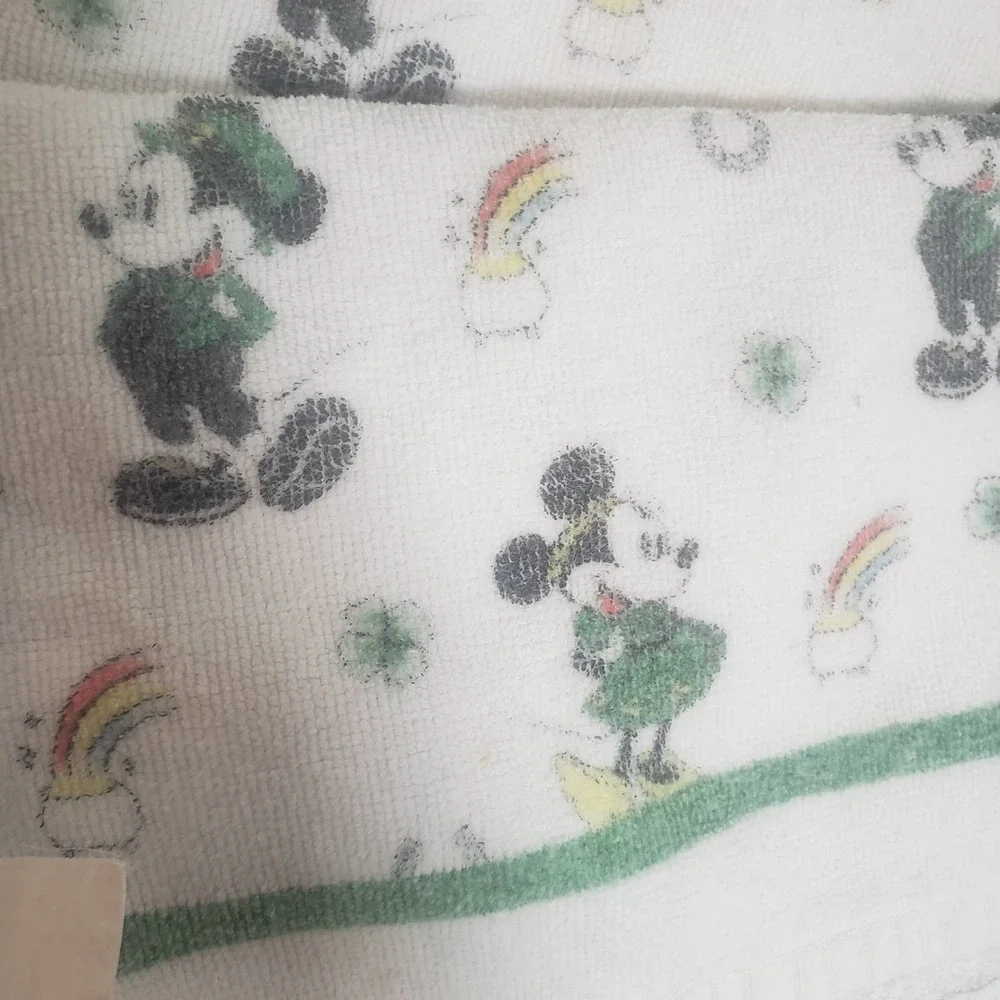 Mickey Minnie Disney Hand Towel Set Vintage Lucky Horseshoe Pot Gold